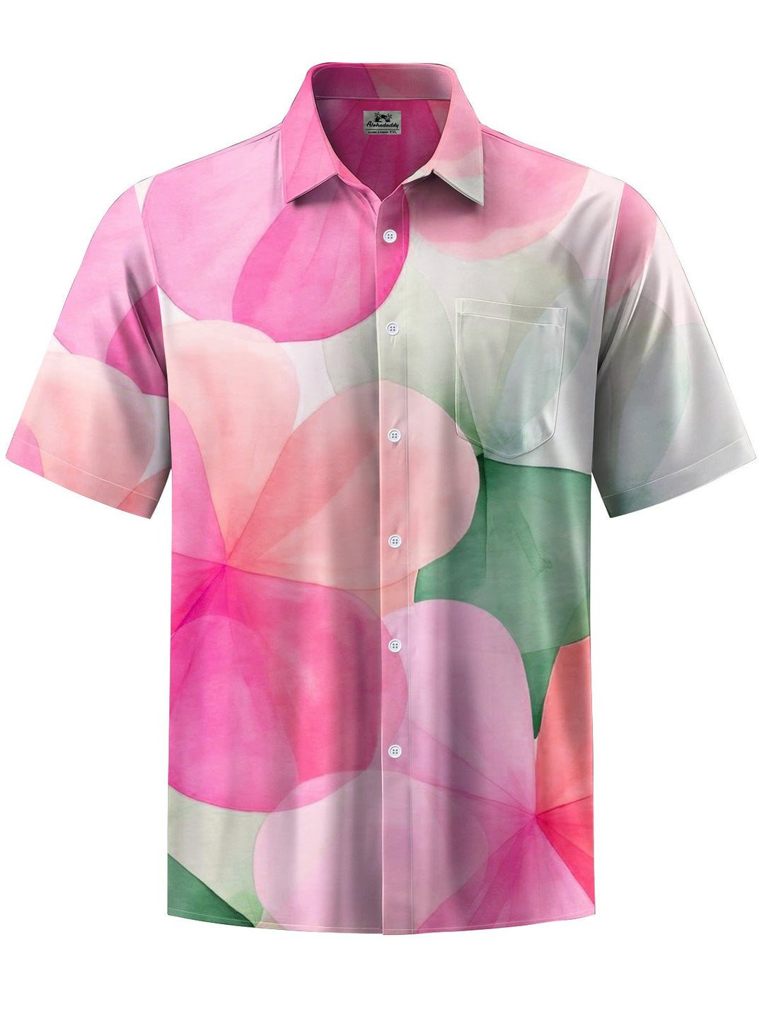 Alohadaddy® Hawaiian Flower Art Print Chest Pocket Mens Short Sleeve Shirts Big &amp; Tall