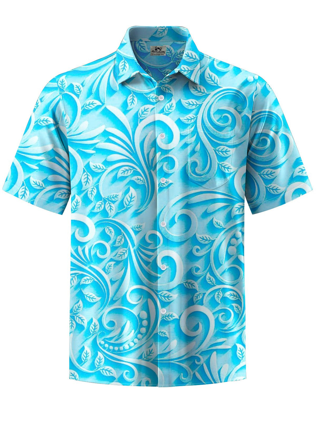 Alohadaddy® Casual 3D Embossed Leaf Art Print Chest Pocket Men&