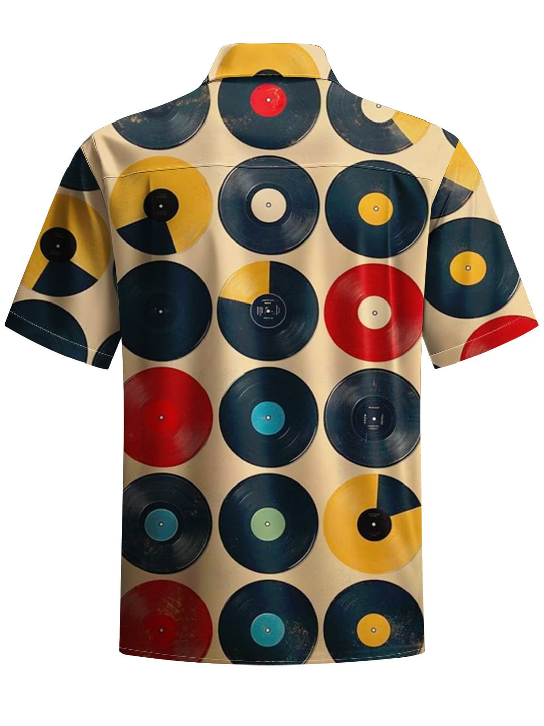 Alohadaddy® Retro Record Geometric Art Print Chest Pocket Men&