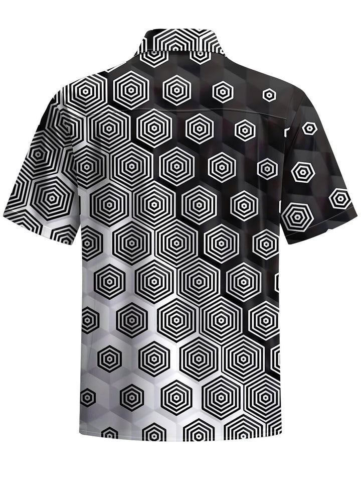 Alohadaddy® Casual Ombre Geometric Art Print Chest Pocket Men&