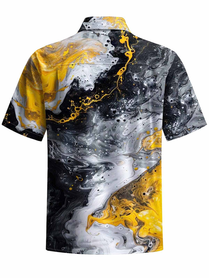 Alohadaddy® Casual Abstract Texture Art Print Chest Pocket Men&