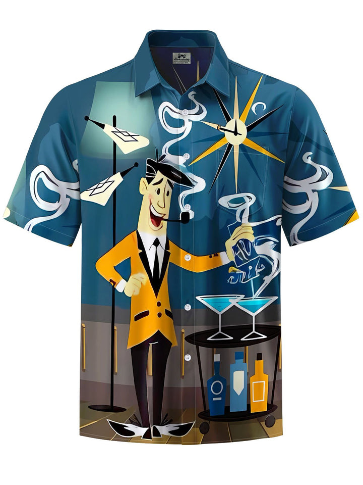 Alohadaddy® Retro Atomic Geometric Print Art Stretch Pocket Men&
