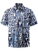 Alohadaddy® Retro Geometric Graffiti Print Stretch Pocket Button Men's Short Sleeve Shirt Big & Tall