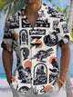 Alohadaddy® Retro Graffiti Print Pocket Button Stretch Men's Short Sleeve Shirt Big & Tall