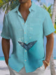 Alohadaddy® Hawaiian Ocean Whale Print Men's Short Sleeve Shirt with Pockets, Elastic Buttons, and a Big & Tall Design