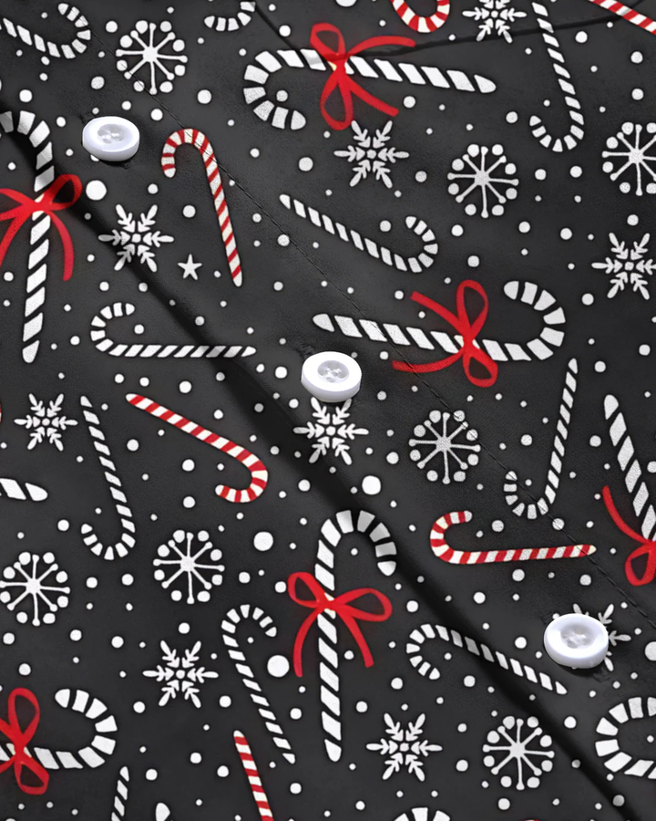 Alohadaddy® Christmas Candy Cane Print Pocket Elastic Button Men&