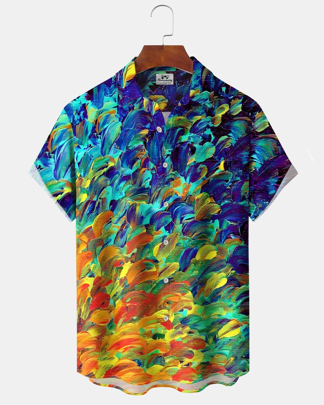 Alohadaddy® Vintage Oil Painting Ombre Print Pocket Elastic Button Men&