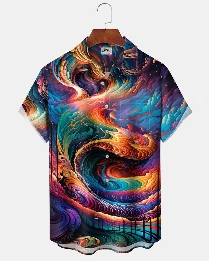 Alohadaddy® Casual Artistic Gradient Print Art Pocket Stretch Men&