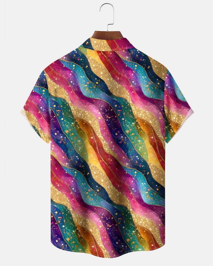 Alohadaddy® Casual Colorful Striped Art Print Cardigan with Buttons and Pockets  Men&