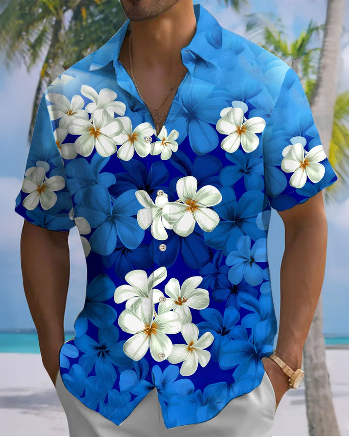 Alohadaddy® Hawaiian Hibiscus Print Artistic Button Pocket Cardigan Men&