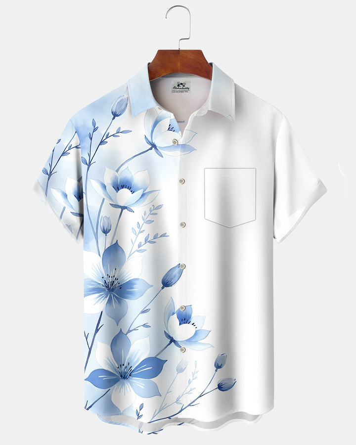 Alohadaddy® Hawaiian Orchid Print Art Button Pocket Cardigan Men&