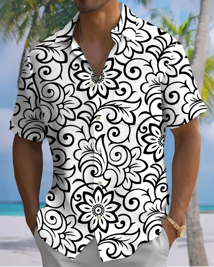 Alohadaddy® Casual Floral Print Art Button Pocket Cardigan Men&