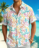Alohadaddy® Casual Abstract Print Art Button Pocket Cardigan Men's Short Sleeve Shirt