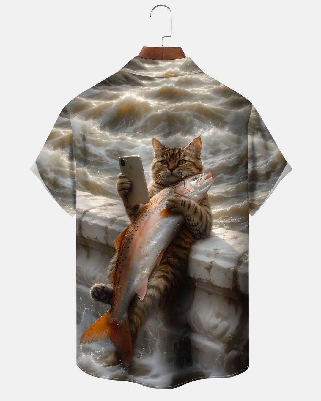 Alohadaddy® Vintage Cat Print Art Button Pocket Cardigan Men&