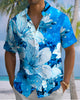 Alohadaddy® Men's Short-Sleeve Button-Down Shirt with Floral Print and Chest Pocket