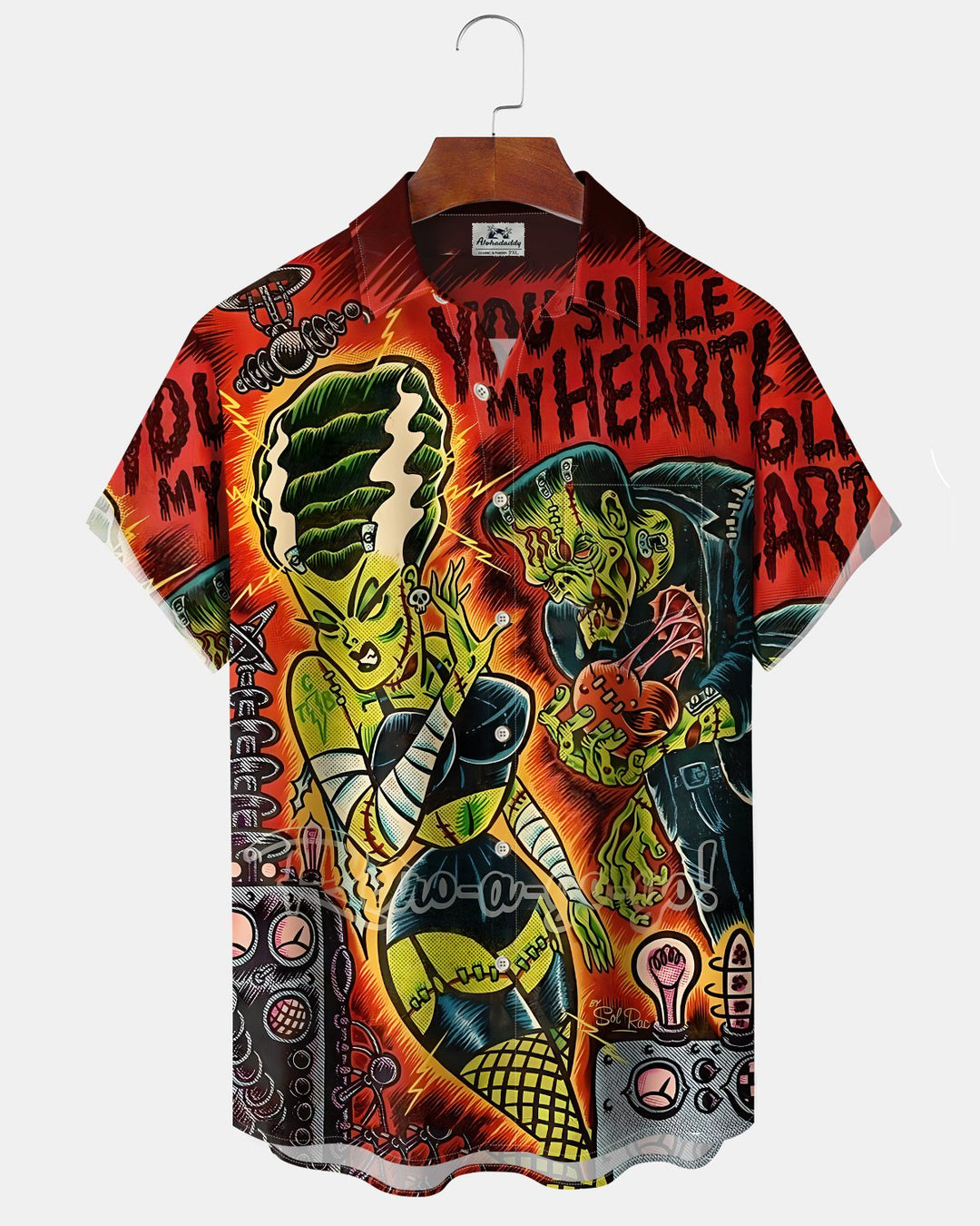 Alohadaddy® Holiday Halloween Graphic Print Button-Down Pocket Cardigan-Style Men&
