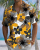 Alohadaddy® Men's Short-Sleeve Button-Down Shirt with Floral Art Print and Pocket