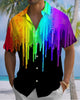 Alohadaddy® Men's Short-Sleeve Button-Down Shirt  Casual Art-Print Cardigan Style with Pockets