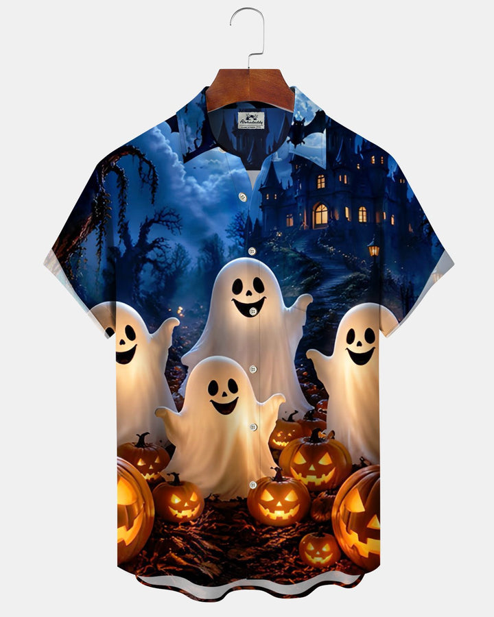 Alohadaddy® Holiday Halloween Graphic Print Button-Down Pocket Cardigan-Style Men&