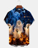 Alohadaddy® Holiday Halloween Graphic Print Button-Down Pocket Cardigan-Style Men's Short-Sleeve Shirt