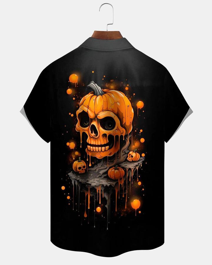 Alohadaddy® Holiday Halloween Graphic Print Button-Down Pocket Cardigan-Style Men&