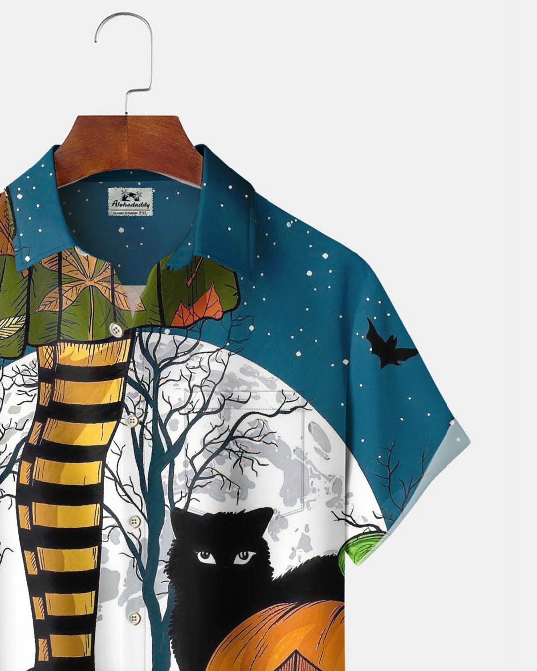 Alohadaddy® Holiday Halloween Print Button-Down Short-Sleeve Men&
