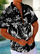 Alohadaddy Hawaiian Floral 3D Print Men's Button Pocket Short Sleeve Shirt