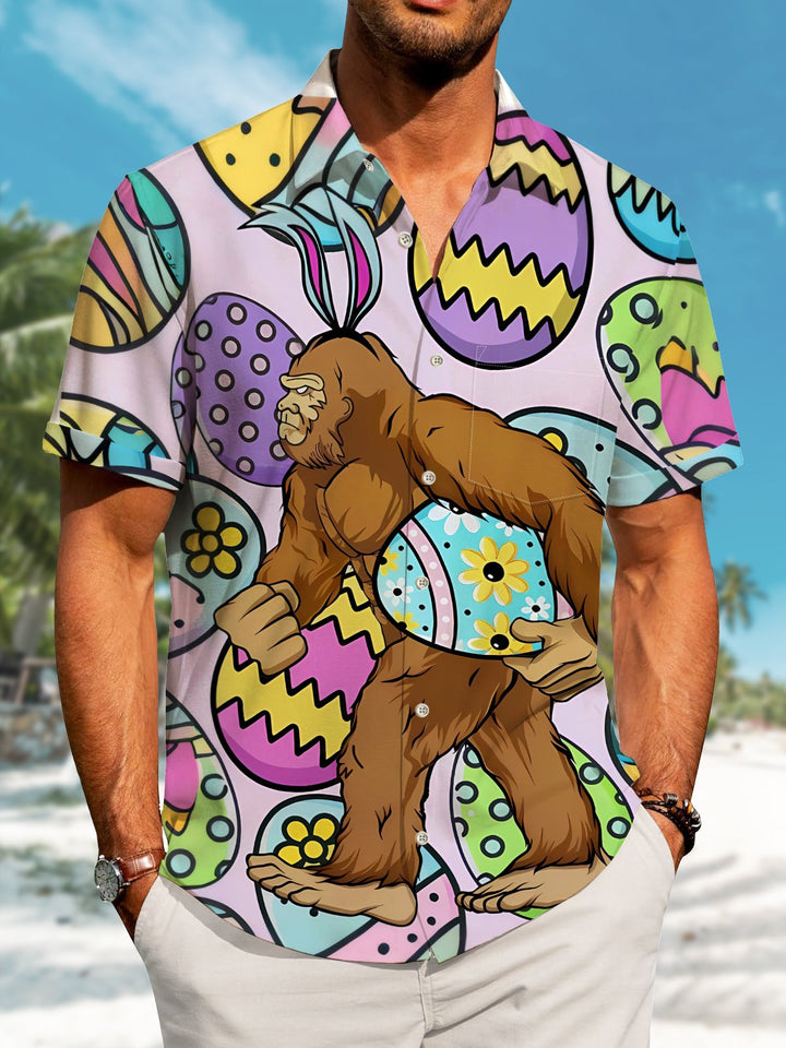 Alohadaddy Hawaii Resort Style Easter Walking Bigfoot Pocket Button Stretch Large Size Men&