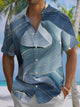 Alohadaddy Hawaiian Casual Geometric Abstract Print Art Button Pocket Cardigan Stretch Large Size Short Sleeve Shirt
