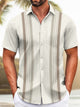 Alohadaddy Moisture Wicking Stripes Print Art Stretch Oversized Chest Pocket Short Sleeve Shirt