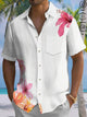 Alohadaddy Casual Floral Asymmetric Art Print Moisture Wicking Chest Pocket Hawaiian Short Sleeve Shirt