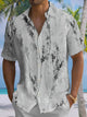 Alohadaddy Casual Botanical Art Print Moisture Wicking Chest Pocket Oversized Stretch Hawaiian Short Sleeve Shirt