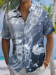 Alohadaddy® Casual Floral Art Print Moisture Wicking Chest Pocket Stretch Oversized Hawaiian Shirt