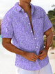 Alohadaddy® Casual Embossed Floral Print Chest Pocket Men's Short Sleeve Shirt Big & Tall