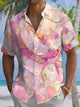 Alohadaddy® Hawaiian Flowers Art Print Chest Pocket Mens Short Sleeve Shirt Big & Tall