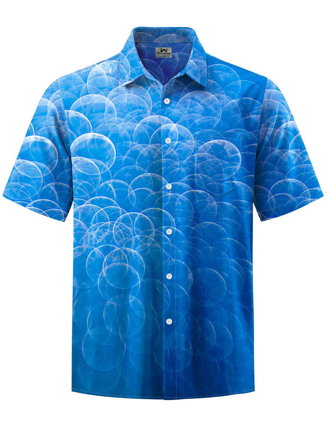 Alohadaddy® Casual Air Bubble Art Print Chest Pocket Moisture Wicking Men&