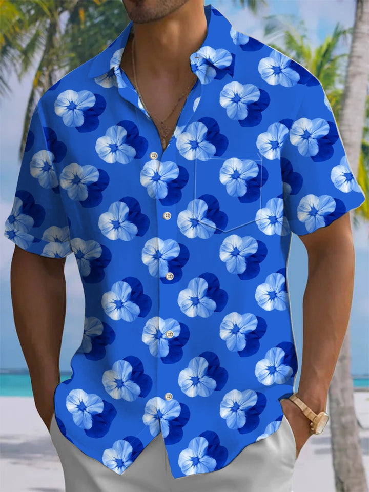Alohadaddy® Hawaiian Flowers Art Print Chest Pocket Men&