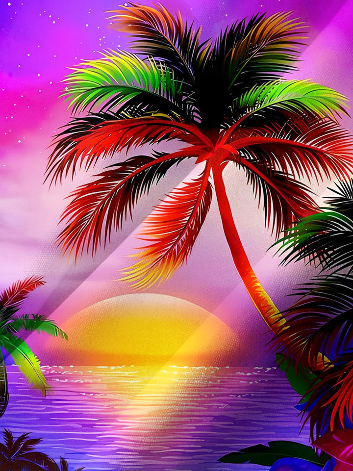 Alohadaddy® Hawaii Palm Tree Art Print Chest Pocket Moisture Wicking Men&