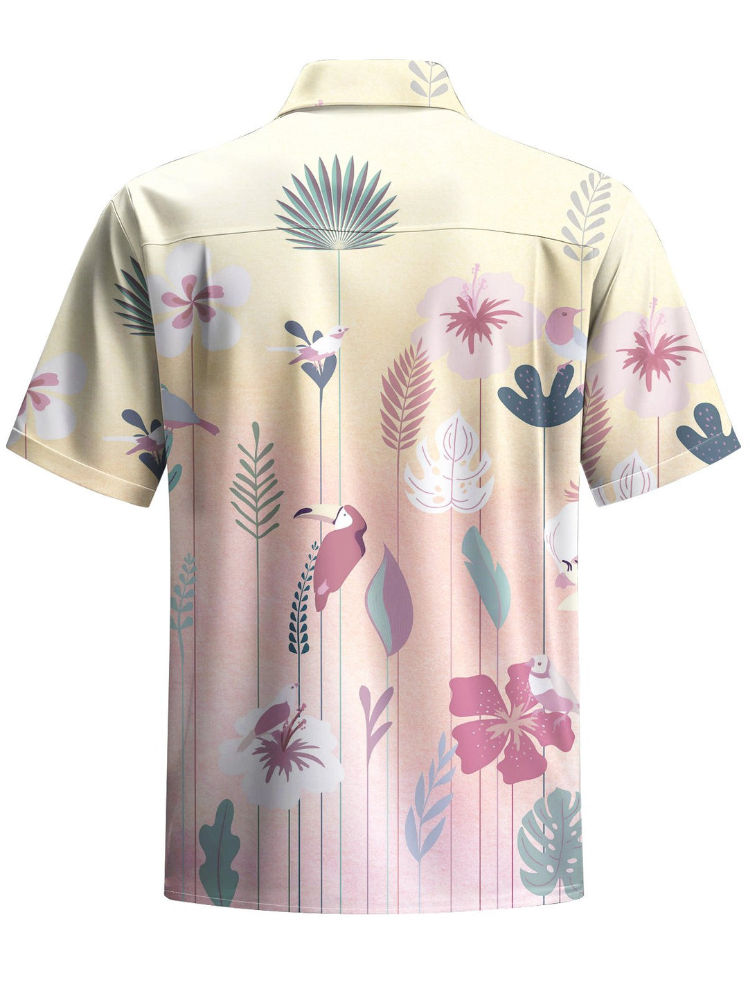 Alohadaddy® Hawaii Ombre Floral Art Print Chest Pocket Mens Short Sleeve Shirt Big &amp; Tall