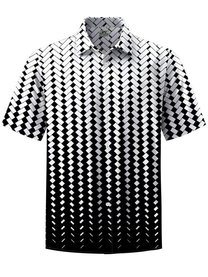 Alohadaddy® Casual Geometric Gradient Art Print Chest Pocket Men&