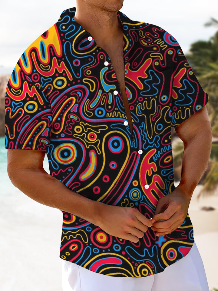 Alohadaddy® Casual Graffiti Art Print Chest Pocket Men&