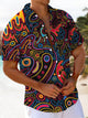 Alohadaddy® Casual Graffiti Art Print Chest Pocket Men's Short Sleeve Shirt Big & Tall