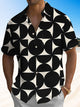 Alohadaddy® Vintage Geometric Art Print Chest Pocket Men's Short Sleeve Shirt Big & Tall