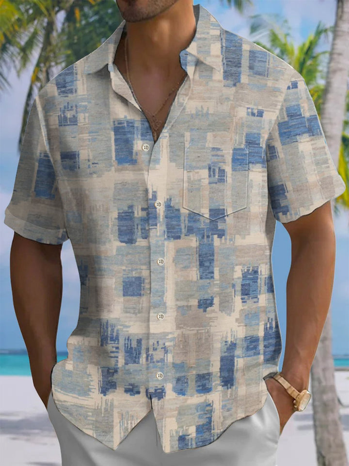 Alohadaddy® Vintage Geometric Art Print Chest Pocket Men&