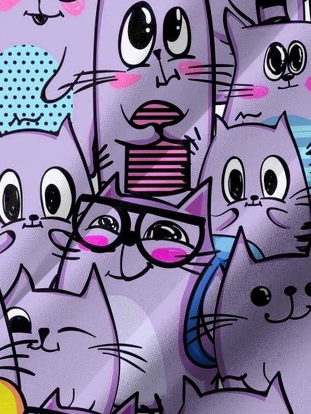 Alohadaddy® Casual Cartoon Cat Print Artwork Chest Pocket Men&