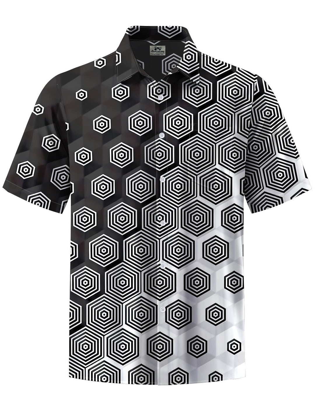 Alohadaddy® Casual Ombre Geometric Art Print Chest Pocket Men&