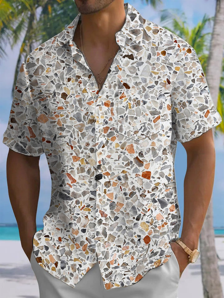 Alohadaddy® Casual Wet Wash Print Art Chest Pocket Men&