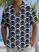 Alohadaddy® Casual Geometric Art Print Chest Pocket Men's Short Sleeve Shirt Big & Tall