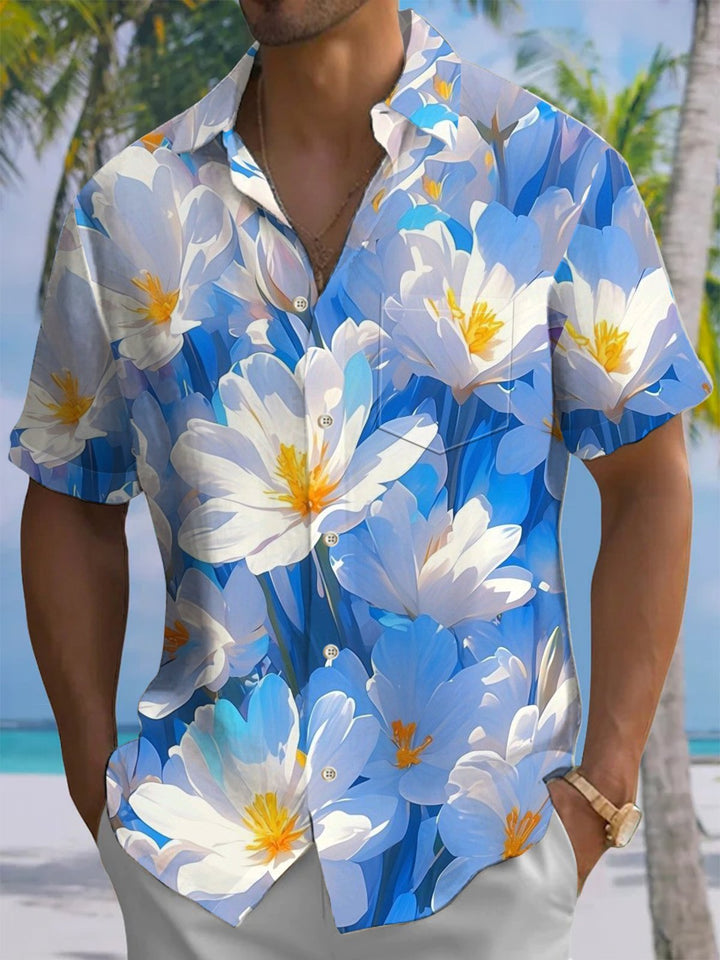 Alohadaddy® Hawaiian floral print with chest pocket for men&