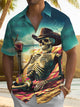 Alohadaddy® Hawaiian Vacation Skull Art Print Chest Pocket Men's Stretch Short Sleeve Shirt Big & Tall